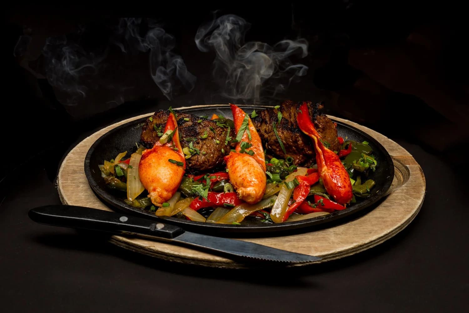 Sizzling fajita at Naked Taco