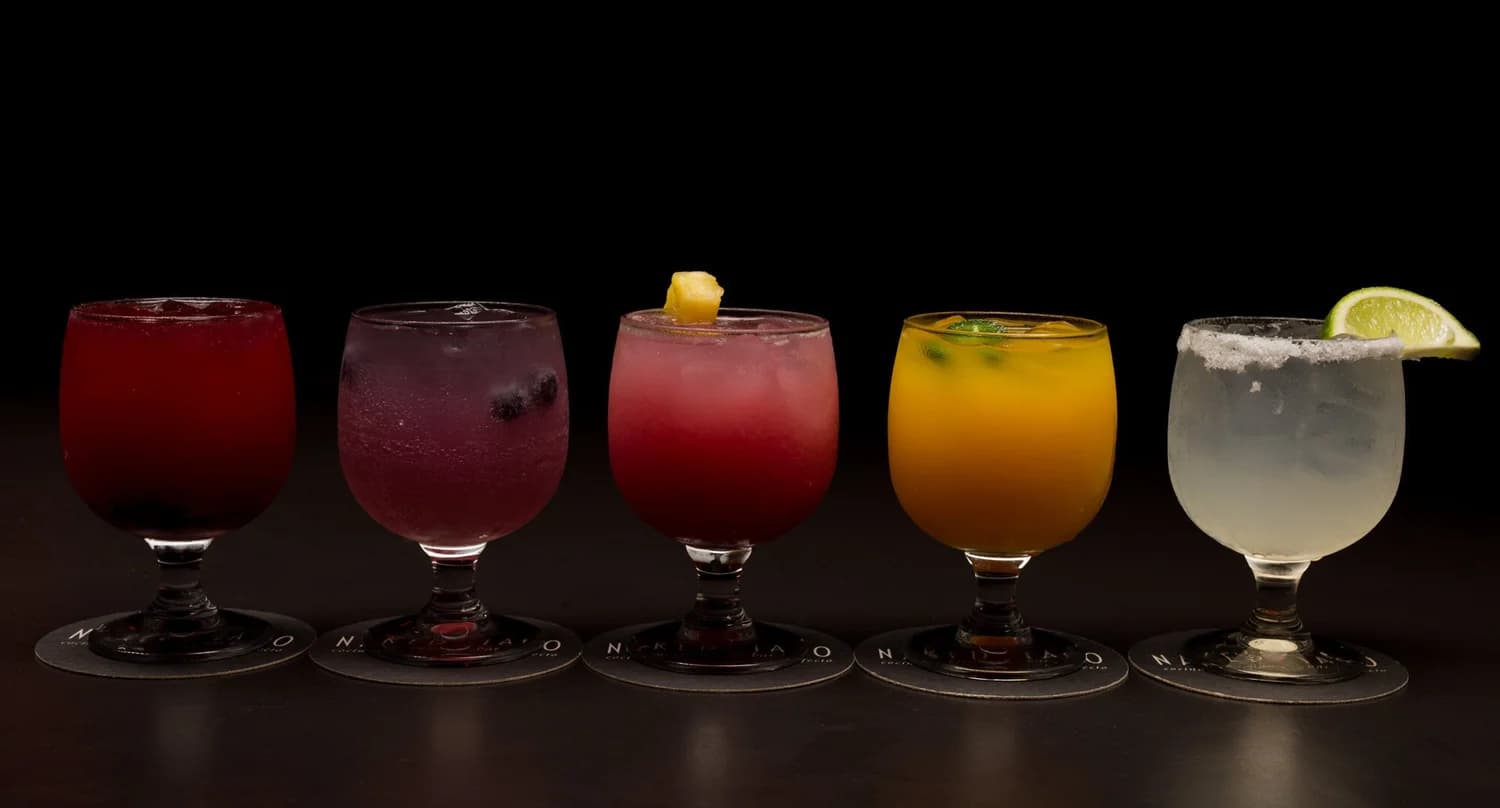 A flight of Naked Taco margaritas
